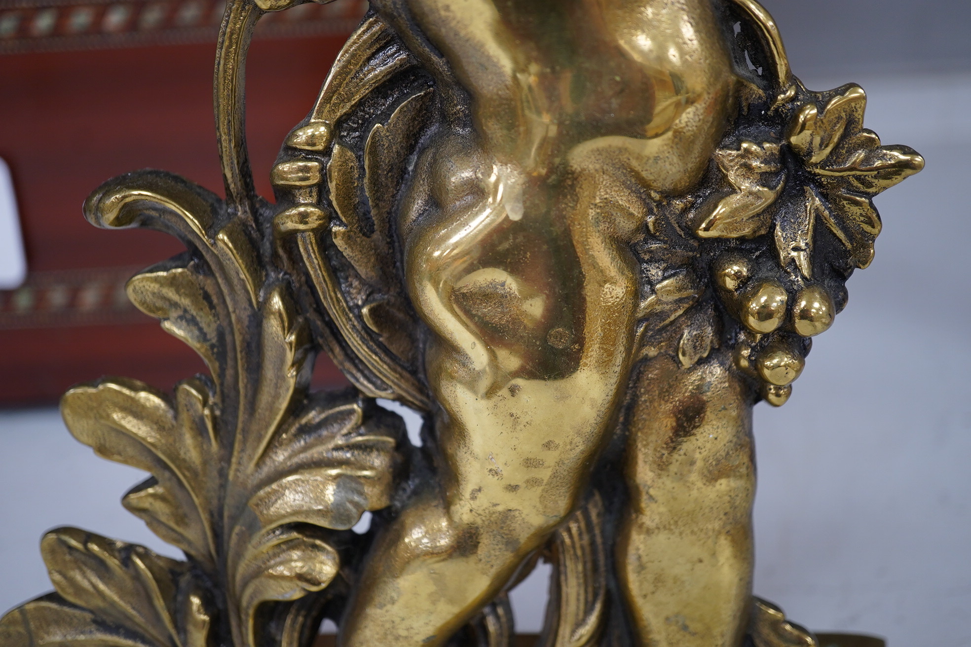 A Victorian style brass cherubic doorstop, 49cm high. Condition - some scratches to base.